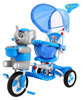 3-kołowy Rowerek dla dzieci Słonik Niebieski + Dźwięki + Daszek + Barierka + Podnóżek + Rączka + Schowek
