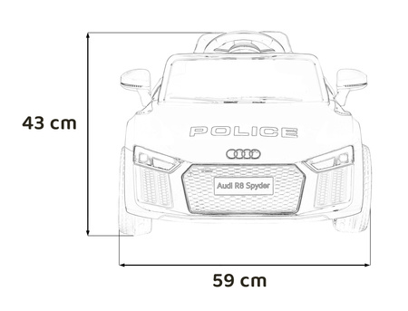 Audi R8 Policja na akumulator dla dzieci + Pilot + EVA + Wolny Start + MP3 LED