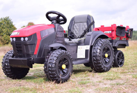 WIELKI TRAKTOR NA AKUMULATOR Z PRZYCZEPĄ, MIĘKKIE KOŁA, MIĘKKIE SIEDZENIE/BDM0925