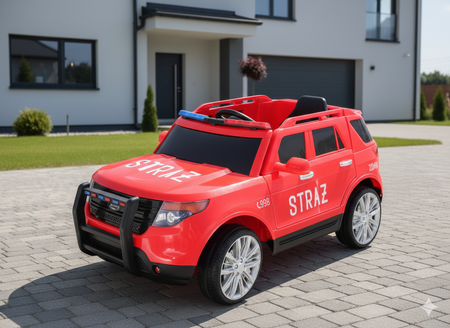 Auto SUV Straż Pożarna na akumulator dla dzieci + Syreny + Światła + Megafon + Pilot