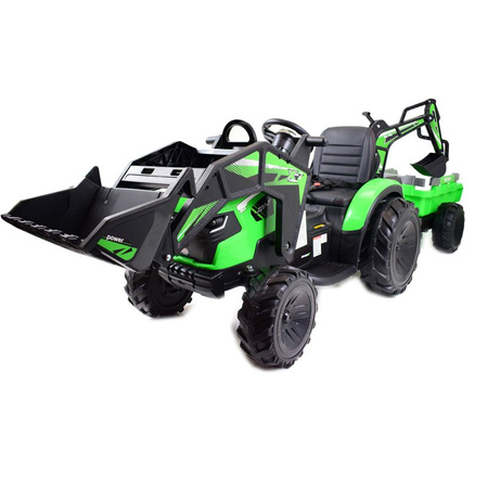 MEGA TRAKTOR Z ŁADOWARKĄ,KOPARKĄ, PRZYCZEPĄ 24 V SUPER-MOC SX-2068-ZIELONY