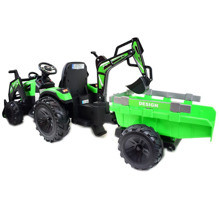 MEGA TRAKTOR Z ŁADOWARKĄ,KOPARKĄ, PRZYCZEPĄ 24 V SUPER-MOC OLBRZYMI