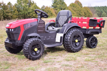 WIELKI TRAKTOR NA AKUMULATOR Z PRZYCZEPĄ, MIĘKKIE KOŁA, MIĘKKIE SIEDZENIE/BDM0925