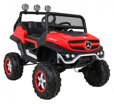Mercedes Benz Unimog dla dzieci Terenowy Czerwony + Napęd 4x4 + Pilot