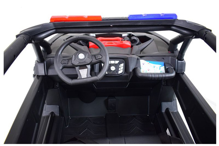 MEGA BUGGY UTV POLICJA TURBO R FOX DLA 2 DZIECI 4X200 W, 24V, SUPER MOC, WSPOMAGANIE/XB2118