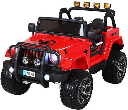 MEGA JEEP 4X4 Z REDUKTOREM NAPĘDU  EXCLUSIVE, WOLNY START,MIĘKKIE KOŁA, 2x12V 10 Ah/WXE1688