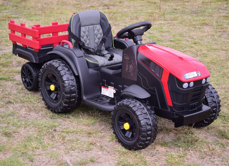 WIELKI TRAKTOR NA AKUMULATOR Z PRZYCZEPĄ, MIĘKKIE KOŁA, MIĘKKIE SIEDZENIE/BDM0925
