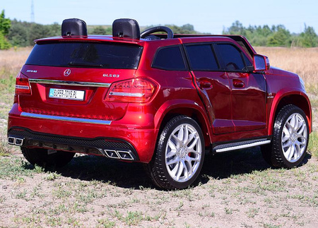 MERCEDES GLS 63,  4 SILNIKI, 2X12 V, MIĘKKIE KOŁA, MIĘKKIE SIEDZENIE DLA 2 DZIECI/HL228