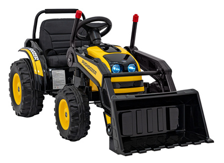 Koparka Traktor na akumulator dla dzieci Żółty + Ruchome Ramię Łyżka + Pilot + Wolny Start + Radio FM + LED