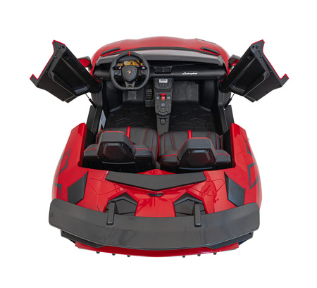 Auto Lamborghini Aventador SV na akumulator dla 2 dzieci Czerwony + Pilot 2,4 GHz + Pianka EVA + Audio LED