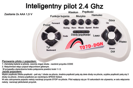 WÓZEK WIDŁOWY NA AKUMULATOR, PILOT, MIĘKKIE KOŁA, SKÓRA,  FUNKCJ BUJANIA/DLS-08