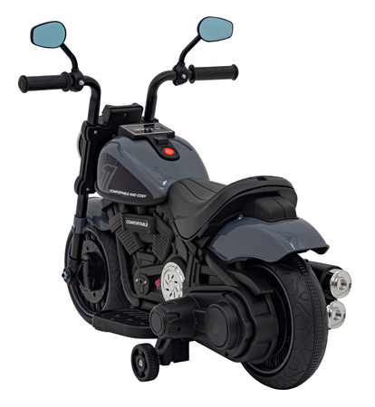 Motorek Chopper FASTER na akumulator dla dzieci Szary + Radio FM + Panel audio + LED