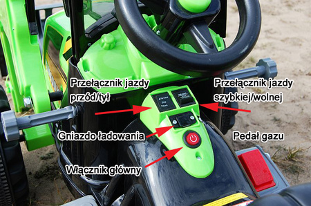 MOCNY TRAKTOR Z ŁYŻKĄ KINGDOM 12V  DWIE PRĘDKOŚCI/JS328A