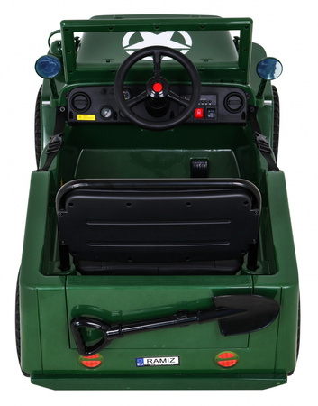 Autko Wojskowe Retro dla dzieci Zielony + Napęd 4x4 + Pilot + 2 Bagażniki