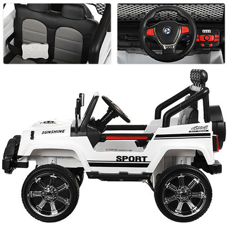 MEGA JEEP SUNSHINE, NAPĘD 4X4,  2X12V ,WOLNY START/ MIĘKKIE KOŁA, BLUETOOTH, RADIO EXCLUSIVE/2388