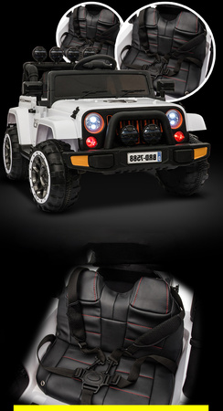 MEGA JEEP  FULLTIME, NAPĘD 4X4,  1X12V ,WOLNY START/ MIĘKKIE KOŁA,  EXCLUSIVE/7588