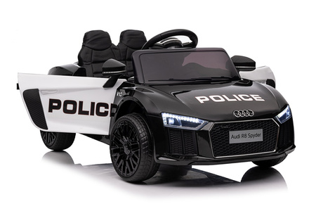 Audi R8 Policja na akumulator dla dzieci + Pilot + EVA + Wolny Start + MP3 LED