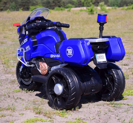 SZYBKI  MOTOR POLICYJNY Z KOGUTEM, MIĘKKIE KOŁA, DŹWIĘKI, DWA SILNIKI, PILOT/NT5188
