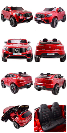 MERCEDES GLC 63S LICENCJA, 4X4, 2x12V, WALIZKA, MIĘKKIE KOŁA EVA, MIĘKKIE SIEDZENIE, LAKIER POLEROWANY, FULL OPCJA/XMX608