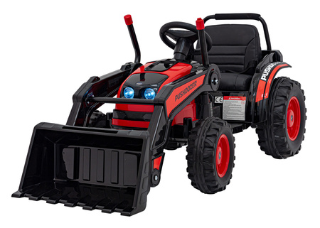 Koparka Traktor na akumulator dla dzieci Czerwony + Ruchome Ramię Łyżka + Pilot + Wolny Start + Radio FM + LED