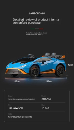 ORYGINALNE DRIFTUJĄCE  LAMBORGHINI  HURACAN STO NA AKUMULATOR/SMT-555-24V