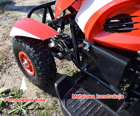 MEGA WIELKI QUAD, METALOWA KONSTRUKCJA, AMORTYZATORY, POMPOWANE KOŁA, LAKIER,GAZ W  MANETCE, MIĘKKIE SIEDZENIE/6688