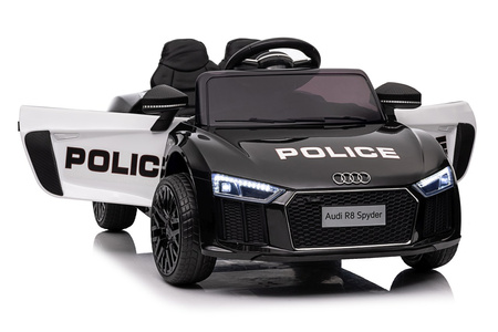 Audi R8 Policja na akumulator dla dzieci + Pilot + EVA + Wolny Start + MP3 LED