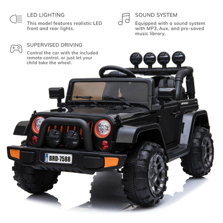 MEGA JEEP  FULLTIME, NAPĘD 4X4,  1X12V ,WOLNY START/ MIĘKKIE KOŁA,  EXCLUSIVE/7588