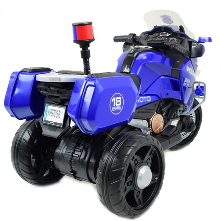SZYBKI  MOTOR POLICYJNY Z KOGUTEM, MIĘKKIE KOŁA, DŹWIĘKI, DWA SILNIKI, PILOT/NT5188
