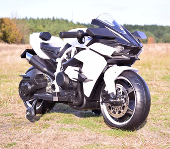 SUPER ŚCIGACZ 12 V, NOWOCZESNA  BRYŁA, ŚWIECĄCE KOŁA, GAZ W MANETCE, DWA SILNIKI/MOTOR-H