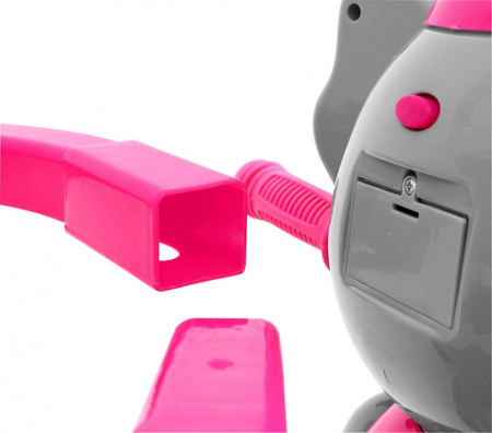 3-kołowy Rowerek dla dzieci Słonik Różowy + Dźwięki + Daszek + Barierka + Podnóżek + Rączka + Schowek