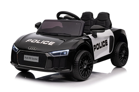 Audi R8 Policja na akumulator dla dzieci + Pilot + EVA + Wolny Start + MP3 LED