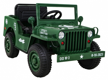 Autko Wojskowe Retro dla dzieci Zielony + Napęd 4x4 + Pilot + 2 Bagażniki