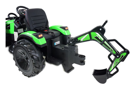 MEGA TRAKTOR Z ŁADOWARKĄ,KOPARKĄ, PRZYCZEPĄ 24 V SUPER-MOC SX-2068-ZIELONY