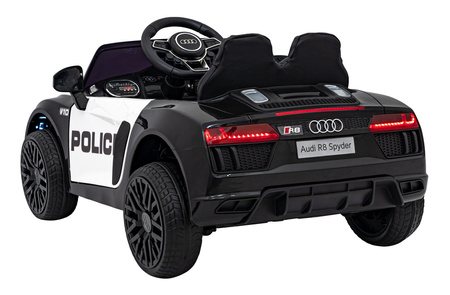 Audi R8 Policja na akumulator dla dzieci + Pilot + EVA + Wolny Start + MP3 LED