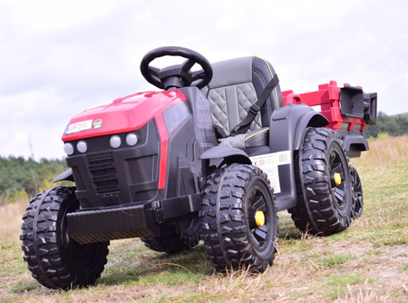 WIELKI TRAKTOR NA AKUMULATOR Z PRZYCZEPĄ, MIĘKKIE KOŁA, MIĘKKIE SIEDZENIE/BDM0925