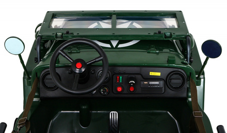 Autko Wojskowe Retro dla 3 dzieci Zielony Jeep Willys