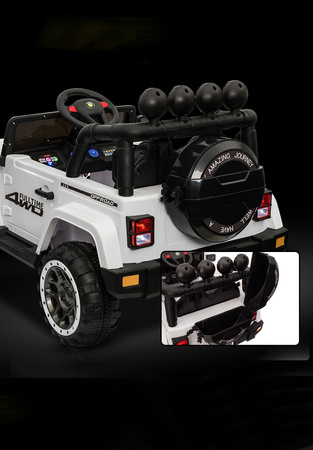 MEGA JEEP  FULLTIME, NAPĘD 4X4,  1X12V ,WOLNY START/ MIĘKKIE KOŁA,  EXCLUSIVE/7588