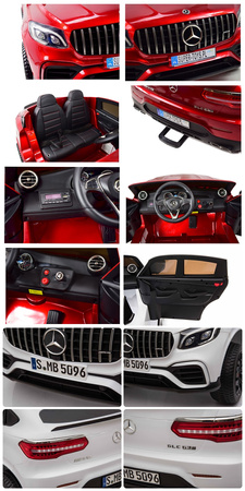 MERCEDES GLC 63S LICENCJA, 4X4, 2x12V, WALIZKA, MIĘKKIE KOŁA EVA, MIĘKKIE SIEDZENIE, LAKIER POLEROWANY, FULL OPCJA/XMX608