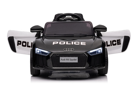 Audi R8 Policja na akumulator dla dzieci + Pilot + EVA + Wolny Start + MP3 LED