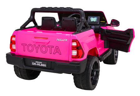 Toyota Hilux na akumulator dla dzieci, Różowy Pickup + Napęd 4x4 + Pilot