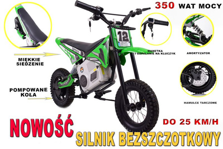 REWELACYJNY  MOTOR CROSSOWY SPEED   POMPOWANE KOŁA, STALOWA RAMA 36V/A9901