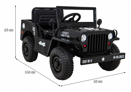 Autko Wojskowe Retro dla dzieci Czarny + Napęd 4x4