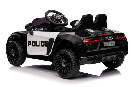 Audi R8 Policja na akumulator dla dzieci + Pilot + EVA + Wolny Start + MP3 LED