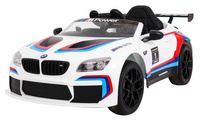 BMW M6 GT3 Auto na akumulator dla dzieci Biały + Nawiew powietrza + Dźwięki MP3 Światła + Pilot