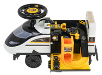 Interaktywny Jeździk 2w1 Policja Czarno-biała dla dzieci 3+ Dźwięki Światła + Parking policji + 4 Resoraki + Ruchome elementy